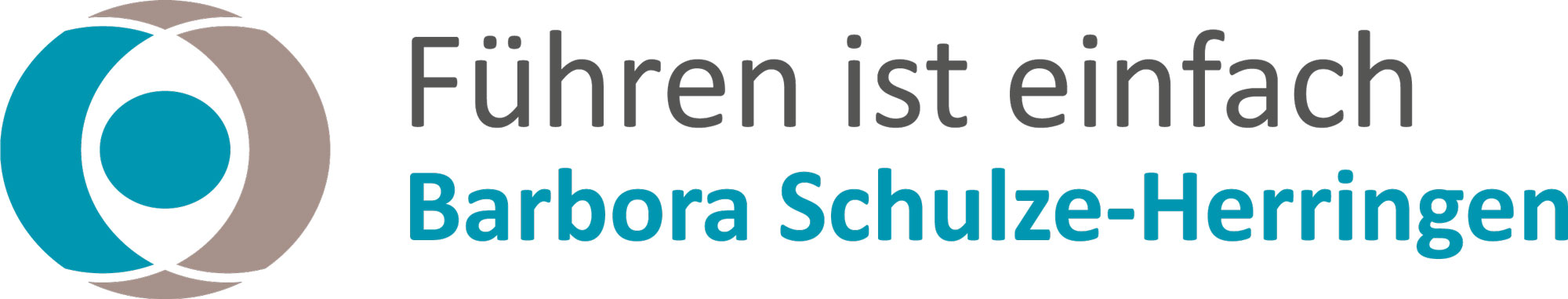 Logo with teal and taupe circular emblem and the text 'Führen ist einfach' and 'Barbora Schulze-Herringen'.] ,