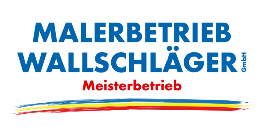 Unsere Partnernetzwerke | Rapid Rohr- und Kanaltechnik Logo for Malerbetrieb Wallschläger GmbH with bold blue text 'MALERBETRIEB WALLSCHLÄGER' and red 'Meisterbetrieb' above a multicolored brush stroke motif.